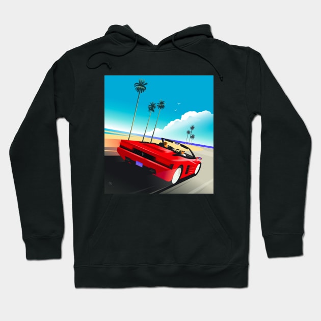 Outrun Hoodie by Ricard Jorge illustration